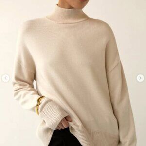 OAK + FORT Oatmeal TURTLENECK SWEATER - S